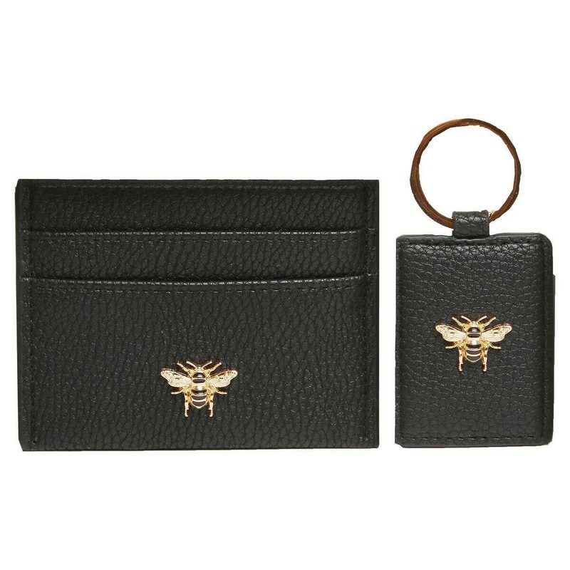Alice Wheeler London Bow Card Holder and Key Ring Gift Set – Black