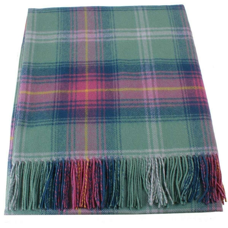 Locharron of Scotland Borders Hame Tartan Lambswool Blanket – Purple/Green
