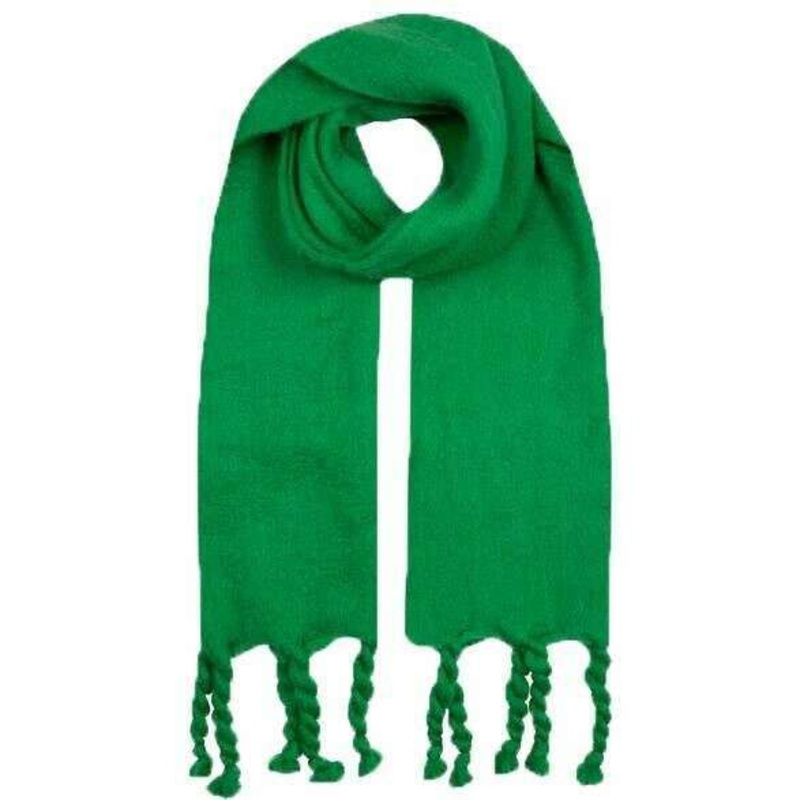 Dents Blanket Braided Tassel Scarf – Emerald Green