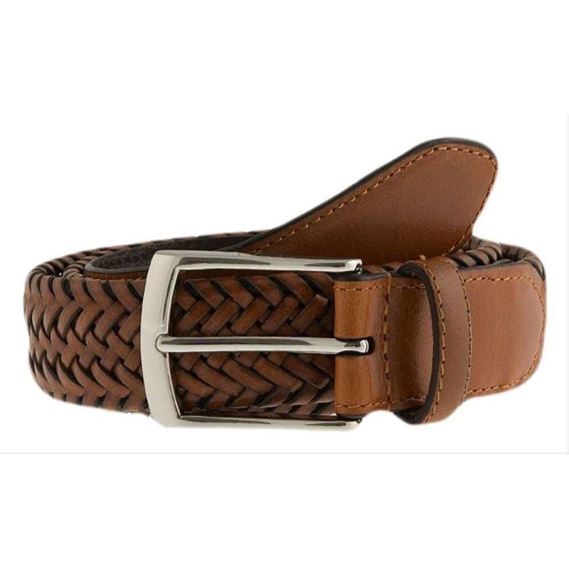 Dents Plaited Leather Belt – Tan