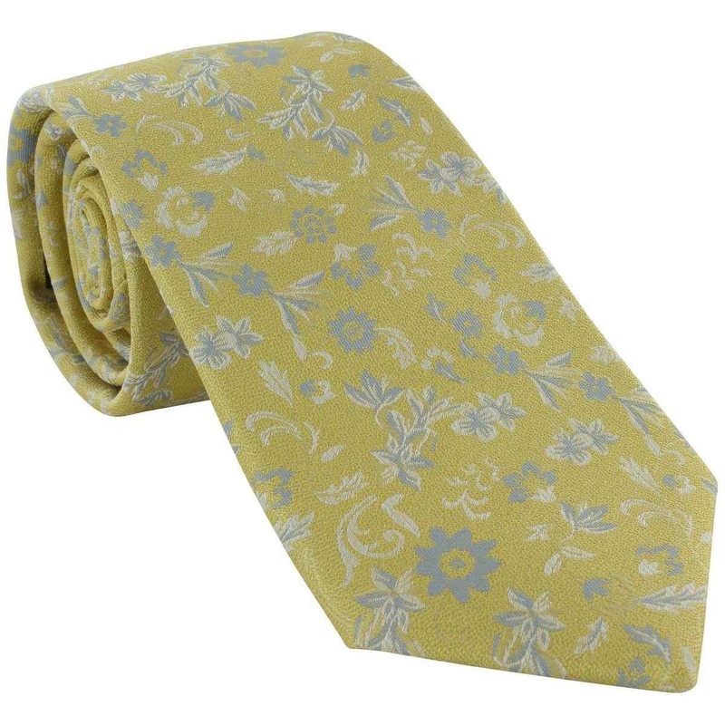 Michelsons of London Textured Floral Silk Tie – Yellow