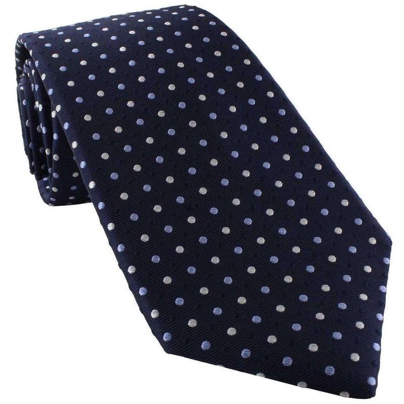 Michelsons of London Triple Spot Silk Tie – Navy/Light Blue