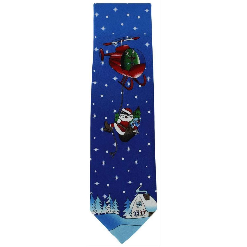Michelsons of London Flying Santa Claus Polyester Tie – Blue
