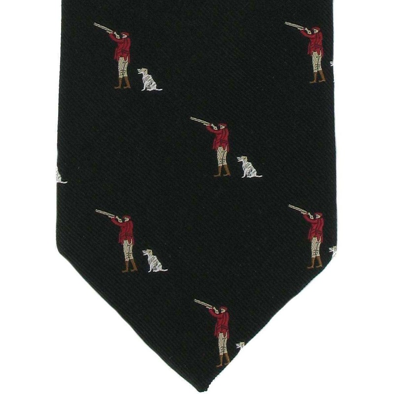 Michelsons of London Gun Man & Gun Dog Silk Tie – Black