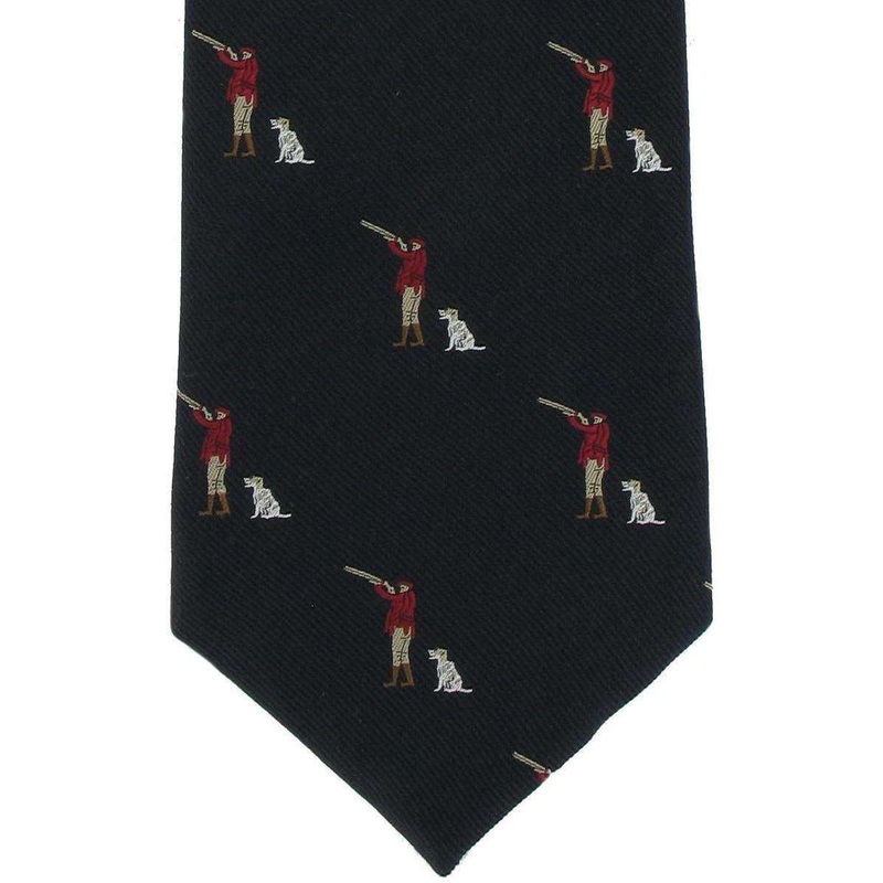 Michelsons of London Gun Man & Gun Dog Silk Tie – Blue