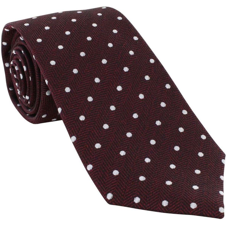 Michelsons of London Herringbone Spot Silk Tie – Wine