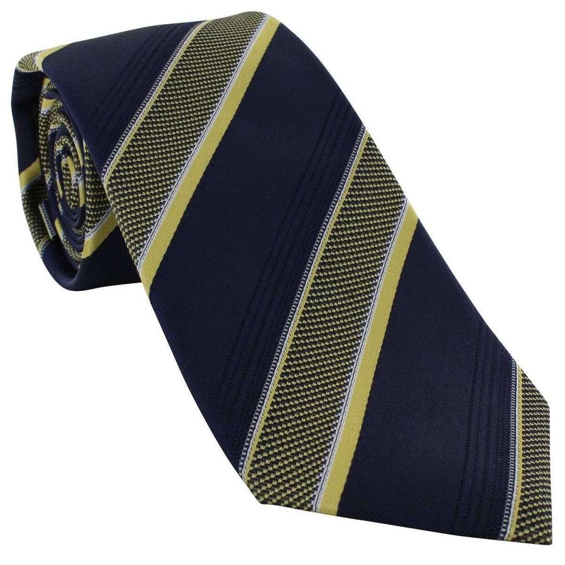 Michelsons of London Large Textured Block Stripe Silk Tie – Yellow