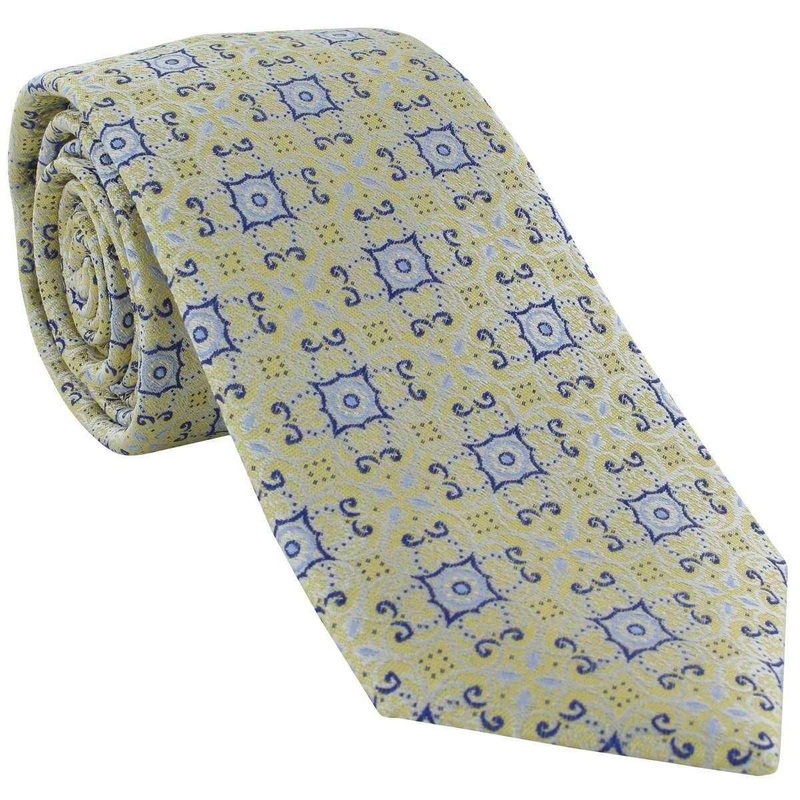 Michelsons of London Linking Medallion Silk Tie – Yellow