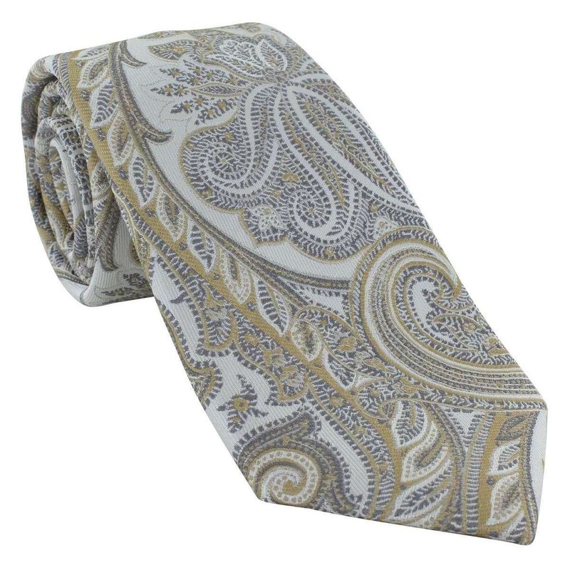Michelsons of London Luxury Paisley Silk Tie – Taupe