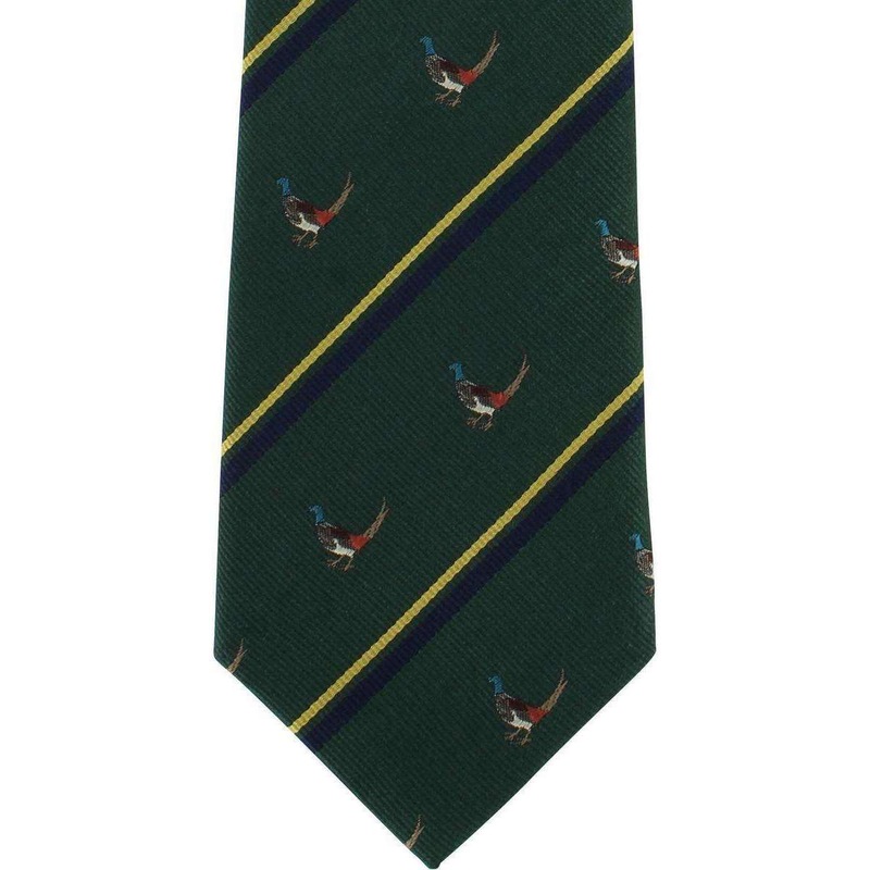 Michelsons of London Pheasant Silk Tie – Green