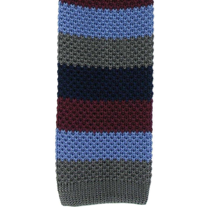 Michelsons of London Striped Skinny Silk Knitted Tie – Grey