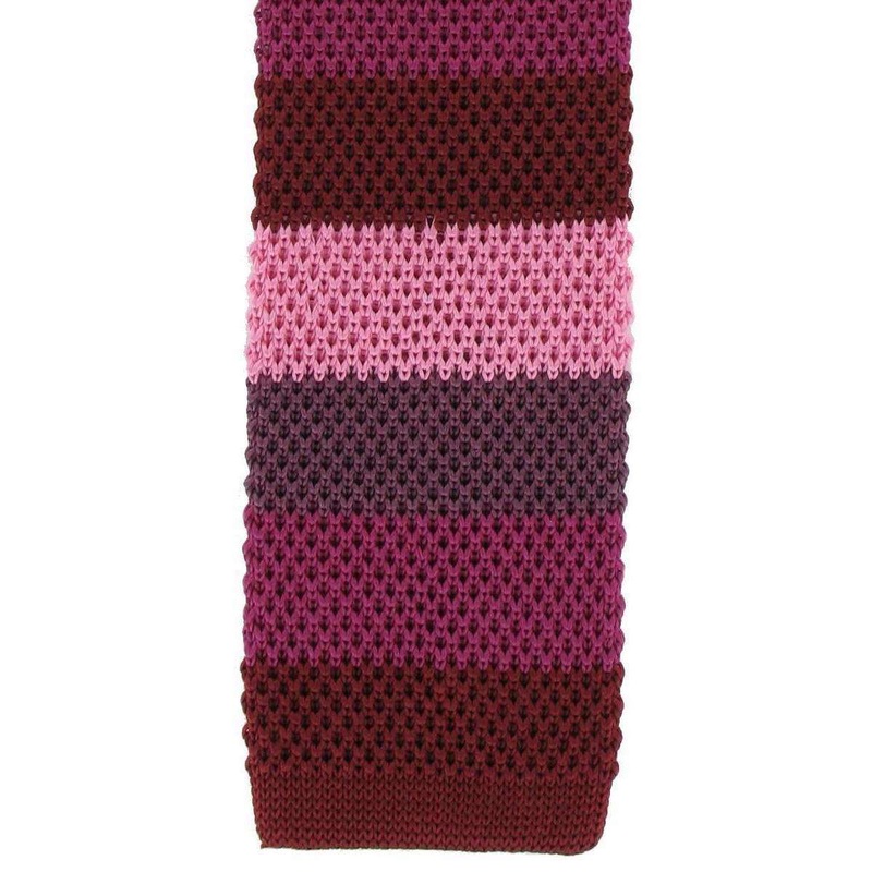 Michelsons of London Striped Skinny Silk Knitted Tie – Red