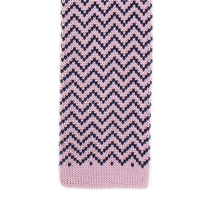 Michelsons of London Zig Zag Silk Knitted Skinny Tie – Pink/Navy