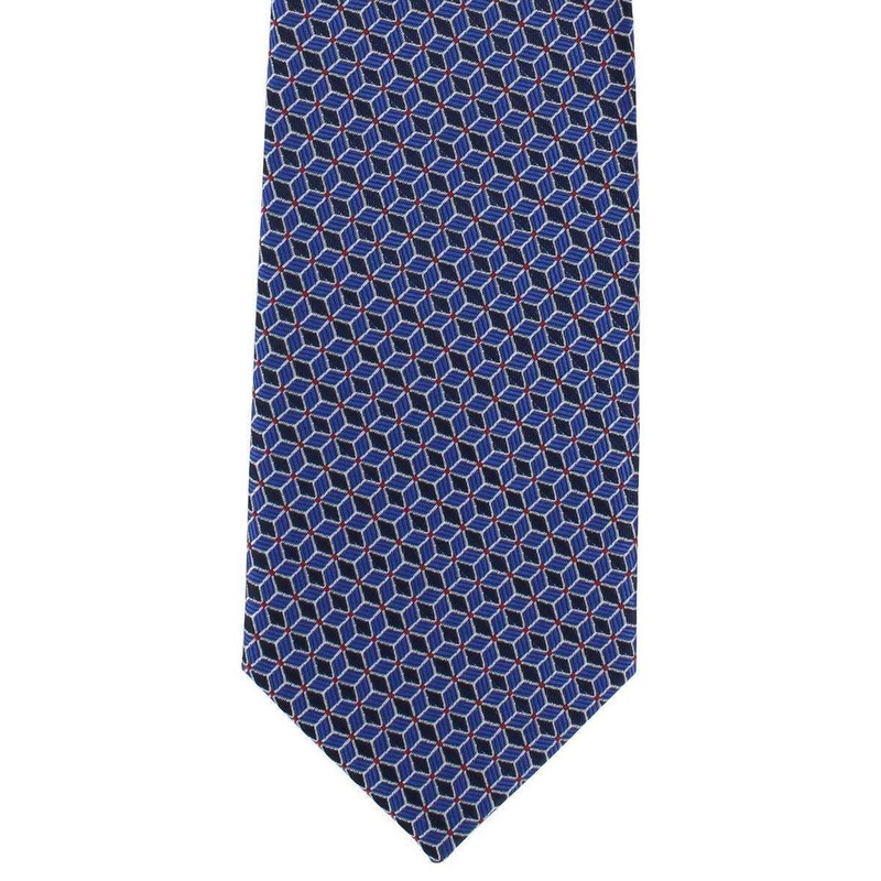 Michelsons of London Interlinking Geo Polyester Tie – Blue