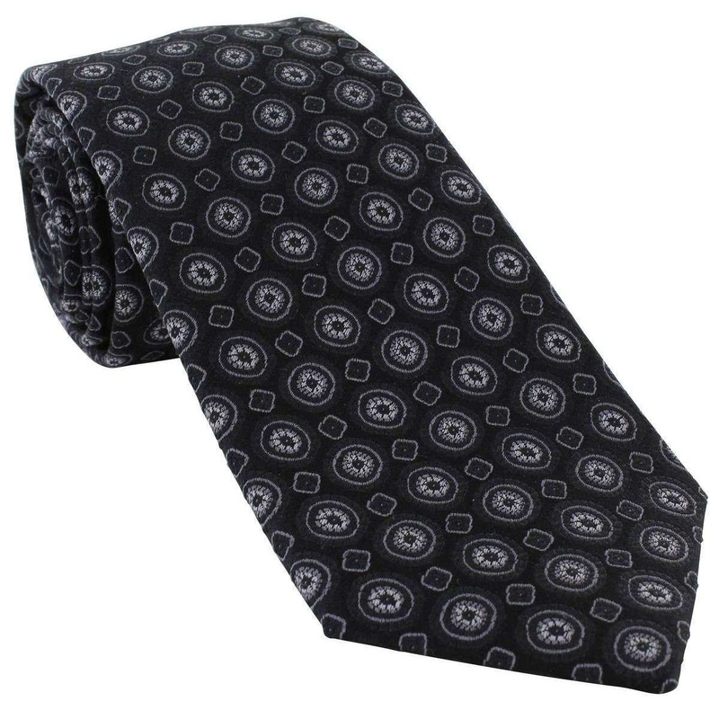 Michelsons of London Irregular Medallion Silk Tie – Black