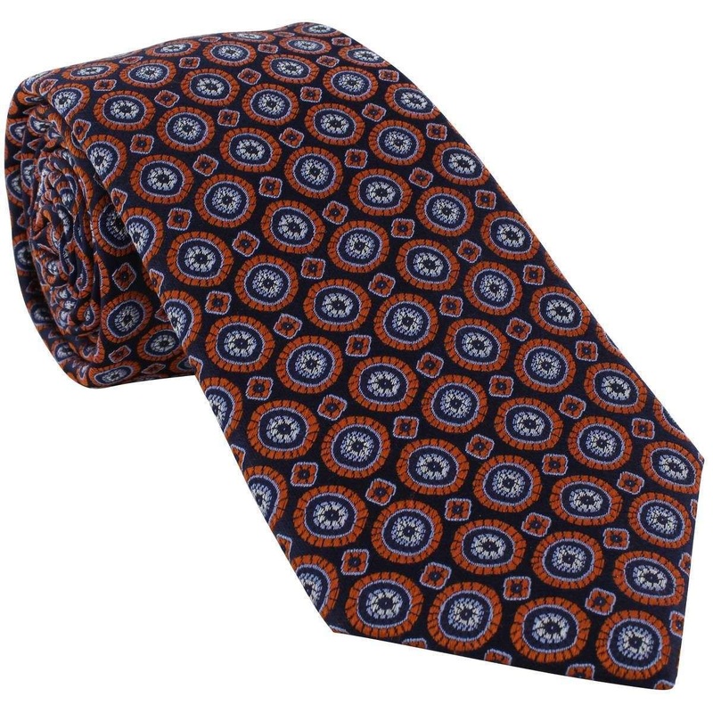 Michelsons of London Irregular Medallion Silk Tie – Orange