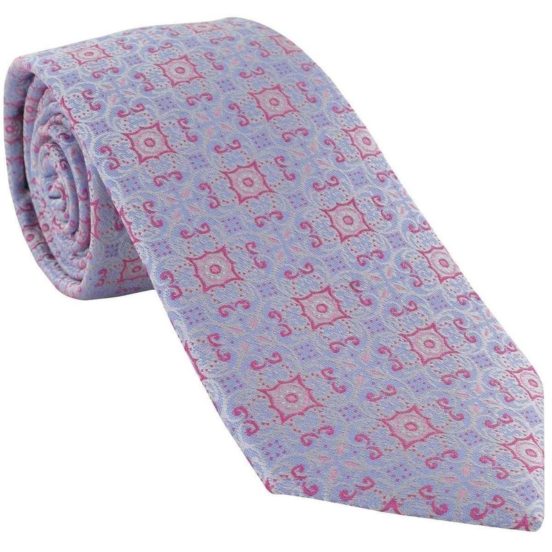 Michelsons of London Linking Medallion Silk Tie – Pink