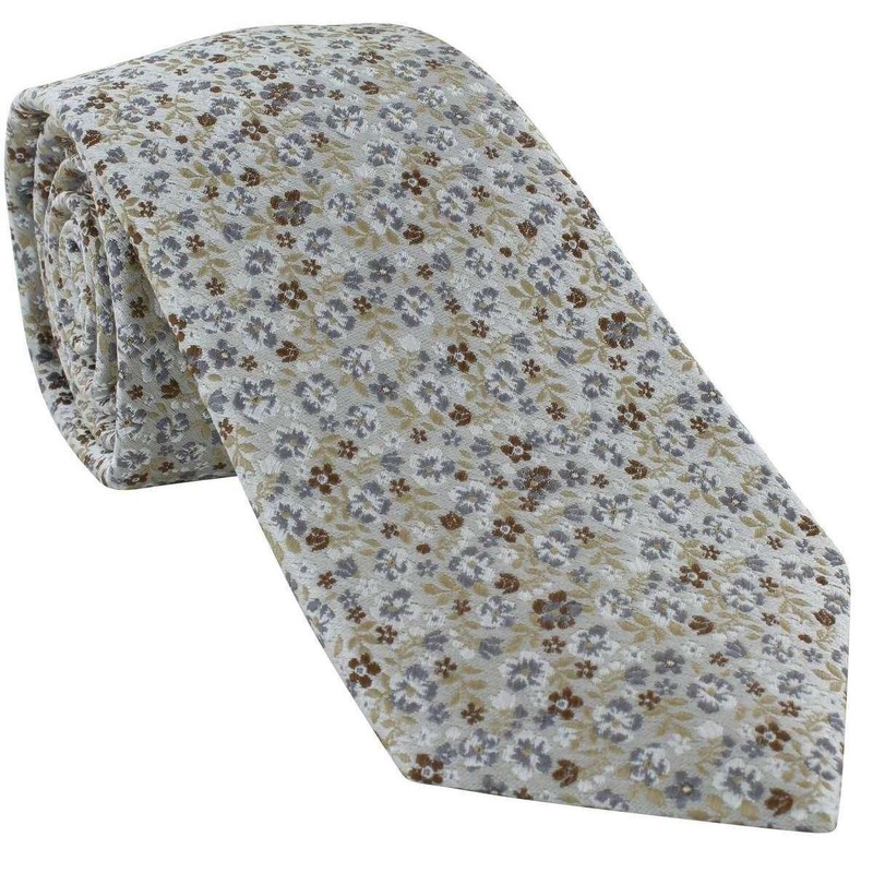 Michelsons of London Micro Floral Silk Tie – Brown