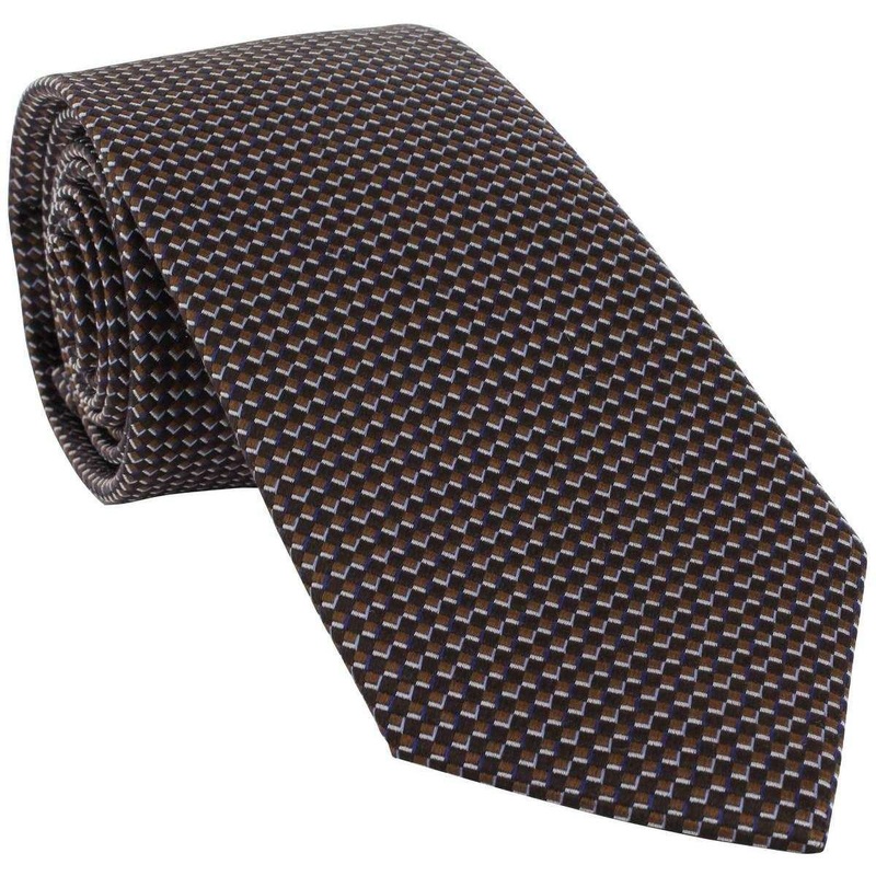 Michelsons of London Micro Geometric Silk Tie – Brown
