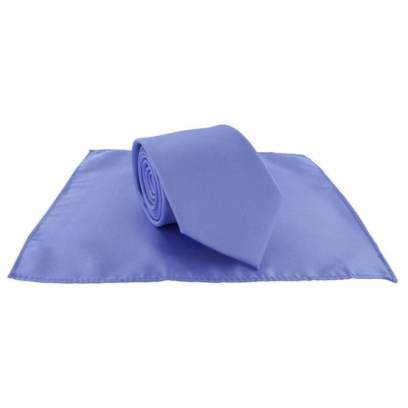 Michelsons of London Plain Polyester Pocket Square and Tie Set – Light Blue