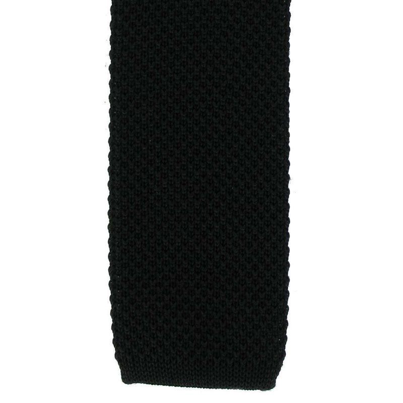 Michelsons of London Skinny Silk Knitted Tie – Black
