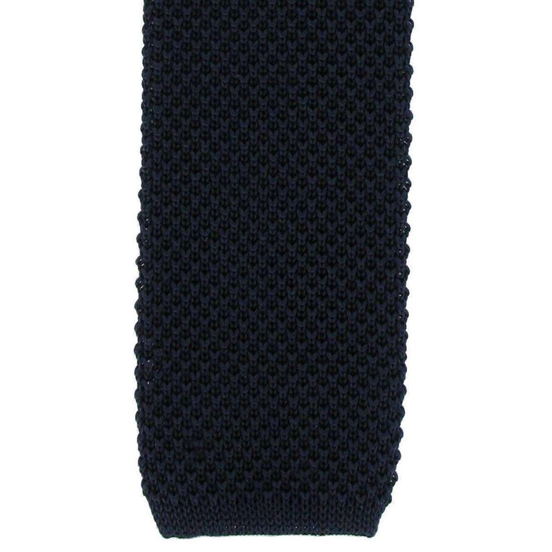 Michelsons of London Skinny Silk Knitted Tie – Navy