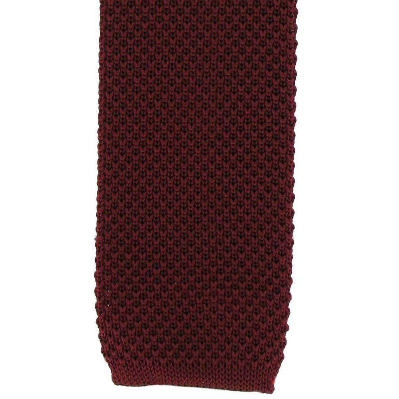 Michelsons of London Skinny Silk Knitted Tie – Wine Red