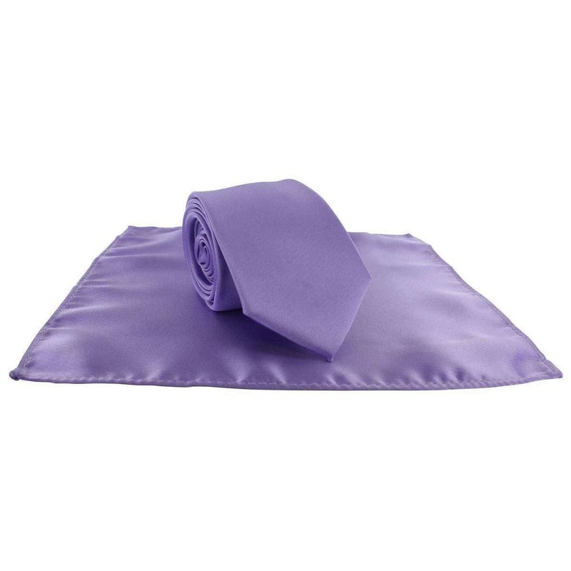 Michelsons of London Slim Satin Polyester Pocket Square and Tie Set – Lilac