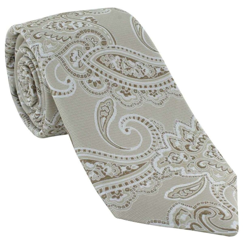 Michelsons of London Spring Paisley Silk Tie – Taupe