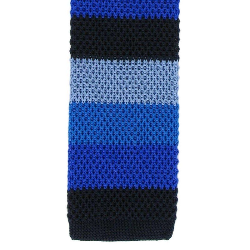 Michelsons of London Striped Skinny Silk Knitted Tie – Navy