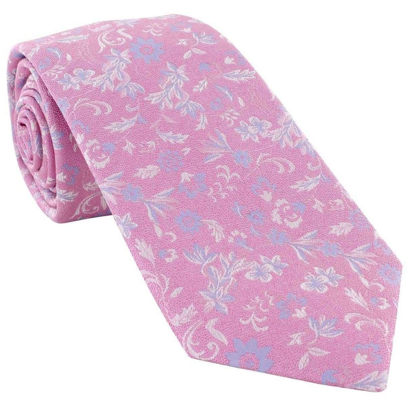 Michelsons of London Textured Floral Silk Tie – Pink