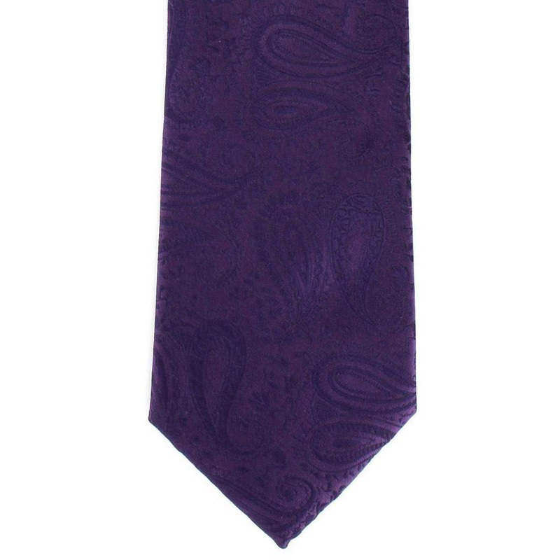 Michelsons of London Tonal Paisley Polyester Tie – Dark Purple