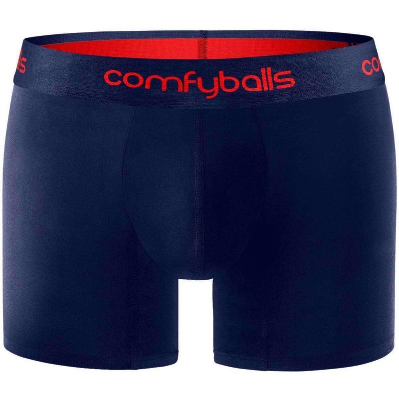 Comfyballs Performance Long Boxers – Navy/Racing Red