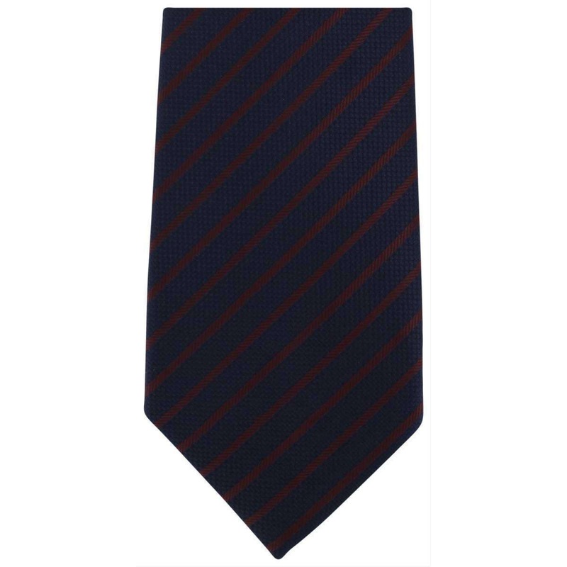 Michelsons of London Striped Extra Long Polyester Tie – Navy/Wine