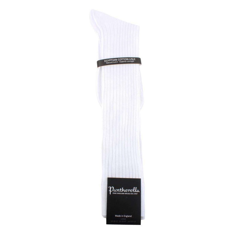 Pantherella Danvers Rib Over the Calf Cotton Lisle Socks – White