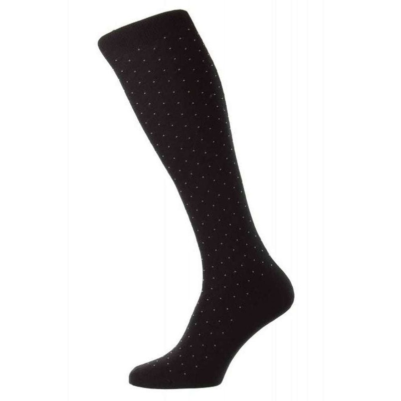 Pantherella Gadsbury Cotton Fil D’Ecosse Over the Calf Socks – Black