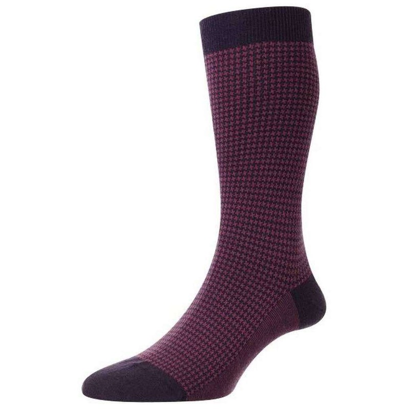 Pantherella Highbury Houndstooth Merino Royale Socks – Blackberry Purple