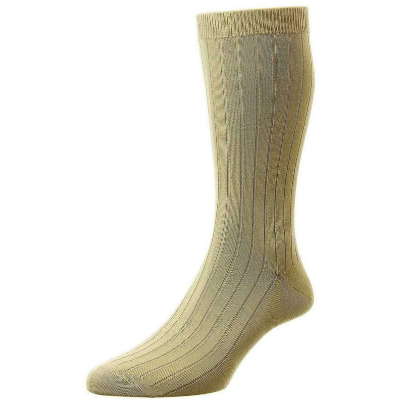 Pantherella Pembrey Sea Island Cotton Socks – Light Khaki