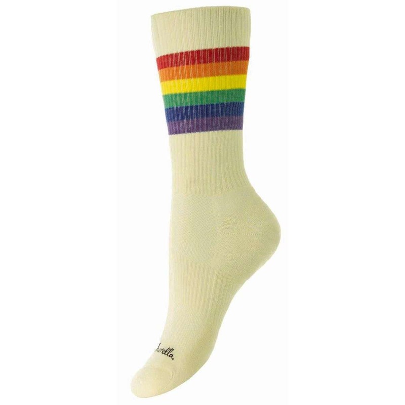 Pantherella Shine Egyptian Sports Socks – Cream/Rainbow