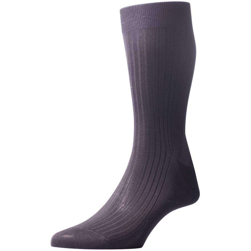 Pantherella Vale Rib Cotton Lisle Socks – Dark Grey Mix