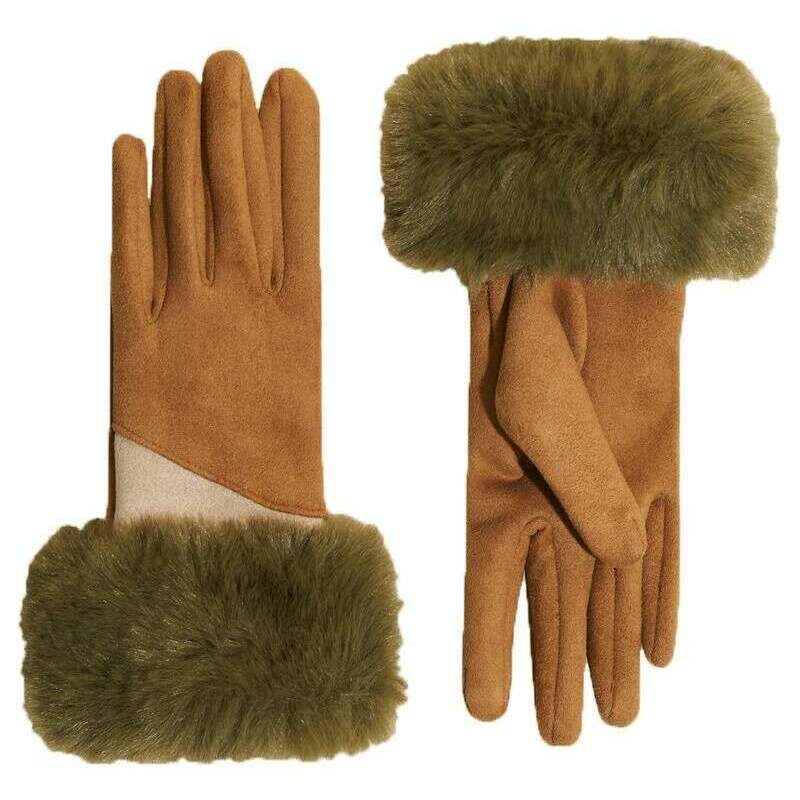 Powder Bettina Gloves – Sand Beige/Green