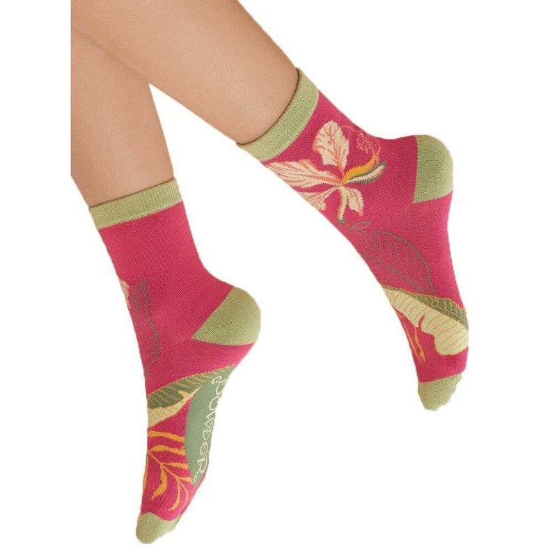 Powder Delicate Tropical Ankle Socks – Dark Rose Pink