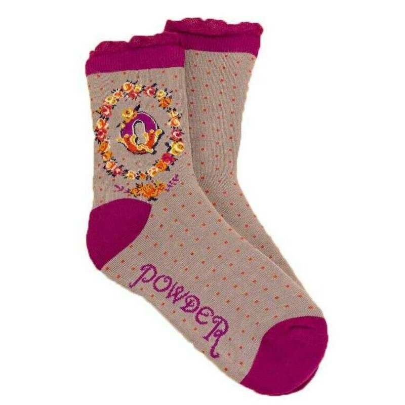 Powder Letter Q Ankle Socks – Pink