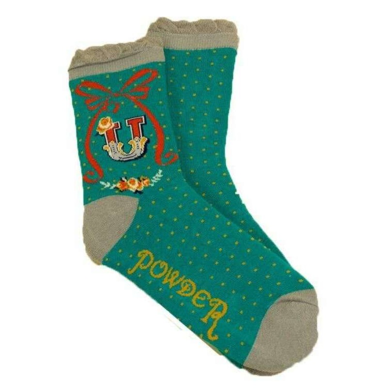 Powder Letter U Ankle Socks – Teal Blue