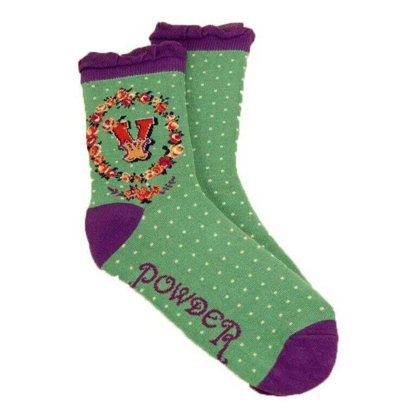 Powder Letter V Ankle Socks – Mint Green