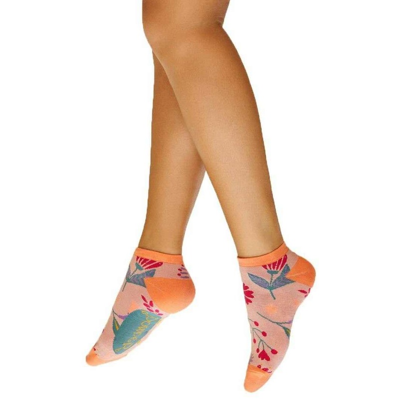 Powder Watercolour Flowers Trainer Socks – Petal Pink