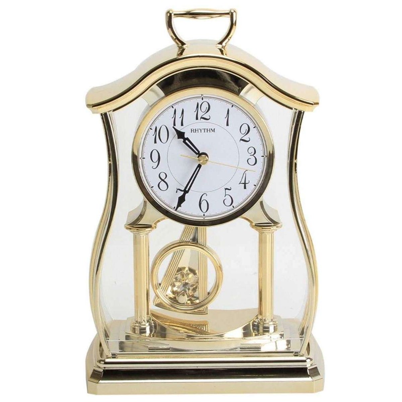 Rhythm Collumned Design Mantel Clock – Gold