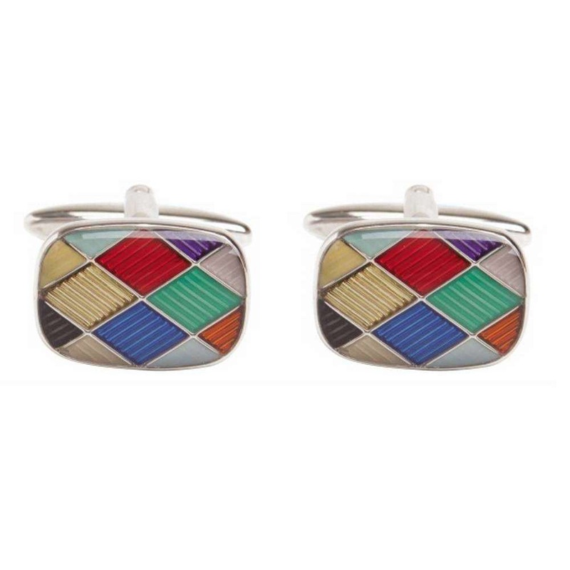 David Van Hagen Harlequin Cufflinks – Multi-colour