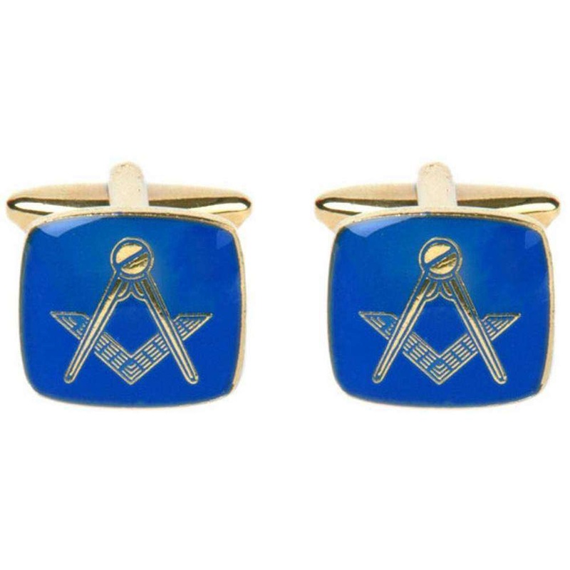 David Van Hagen Masonic Enamel Square Cufflinks – Blue