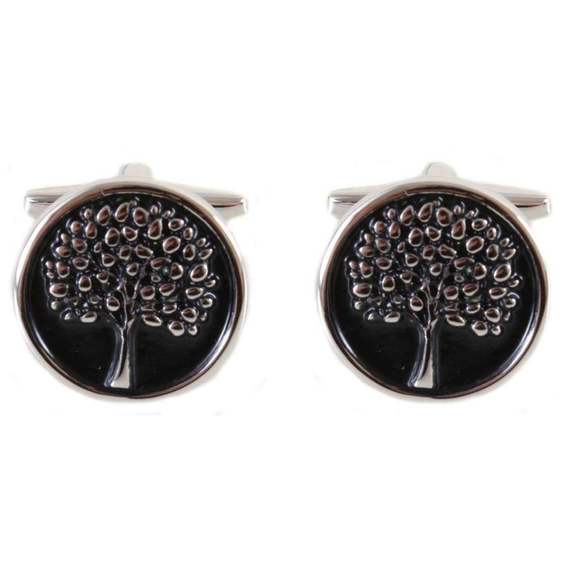 David Van Hagen Tree Cufflinks – Black
